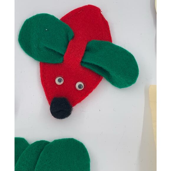 Felt Christmas Mouse pattern and Kit Red Green Paper Decorations No Sew Rodent - Picture 3 of 6